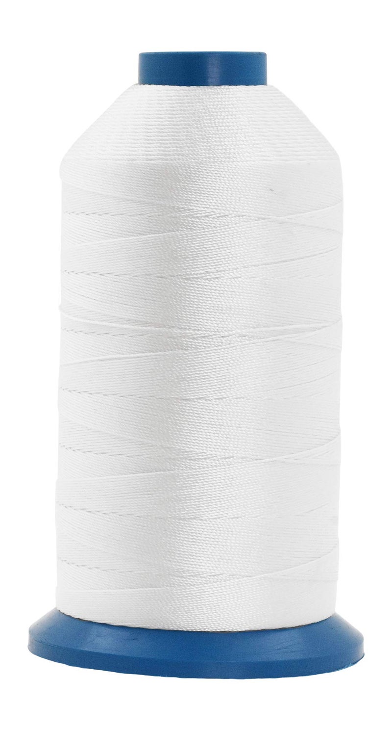 Mandala Crafts Size 138 420D T135 Bonded Nylon Thread - White 1250 YDs Tex 135 Heavy Duty Sewing Threads for Leather, Jeans, Weaving, Outdoor Marine Upholstery - Image 1